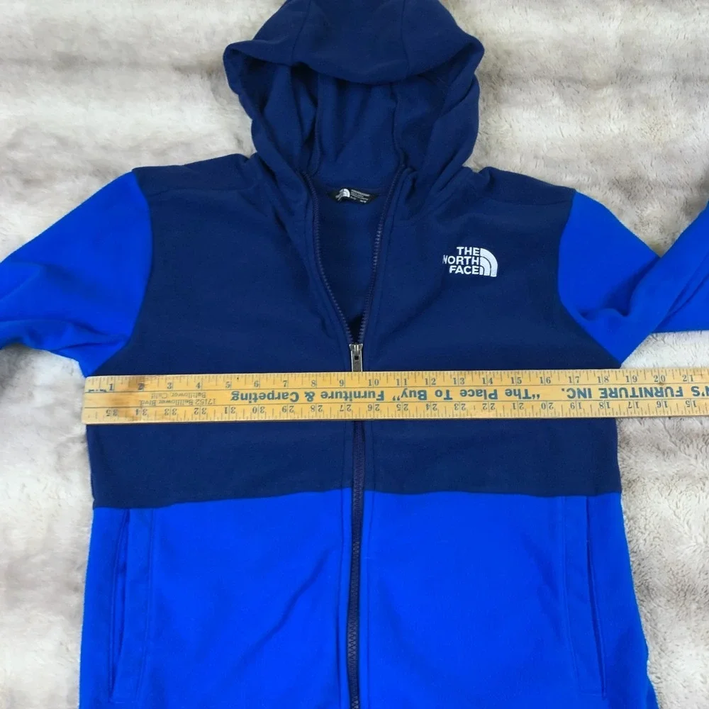 The North Face Youth XL 14/16 Blue Hooded Fleece Jacket Full Zip Adult S/XS